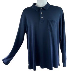 Land’s End Navy Blue Pima Cotton Henley Shirt size Large